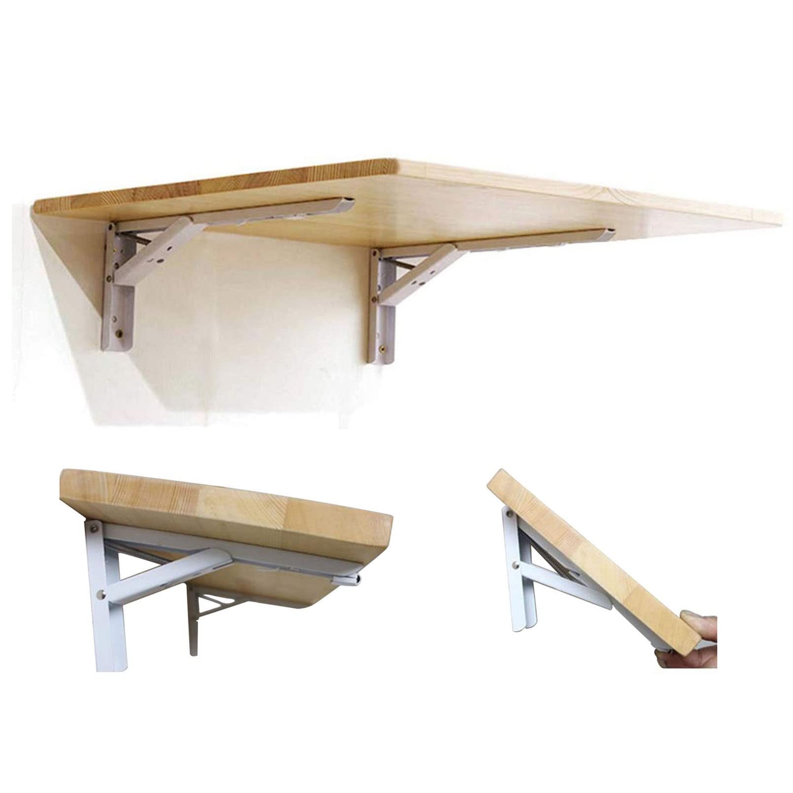 ベージュの壁掛け折りたたみテーブル - 省スペースキッチン